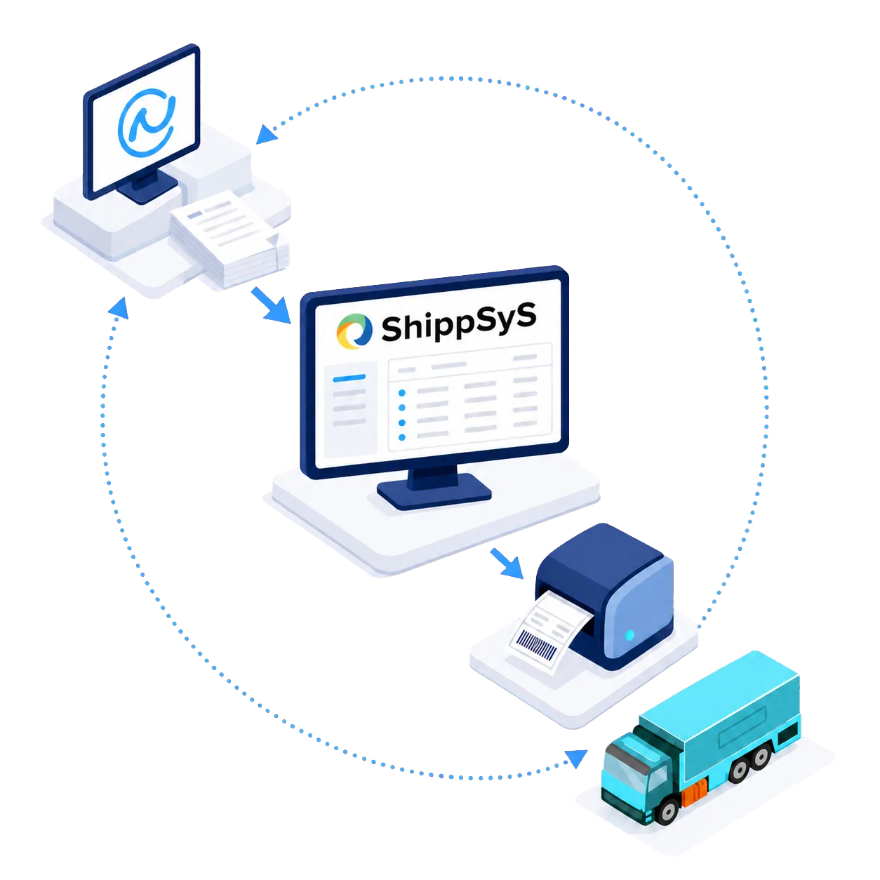 ネクストエンジンの受注情報をShippSySへ連携し、送り状を印刷して配送する流れ